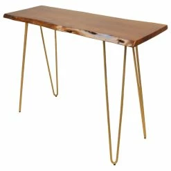 Deals ⭐ Carolina Classics Seti Live Edge Console Table In Elm And Gold 🎉