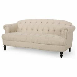 Cheap 🤩 GDFStudio Jaziel Deep Tufted Sofa With Nailhead Trim, Beige/Dark Brown 🔔