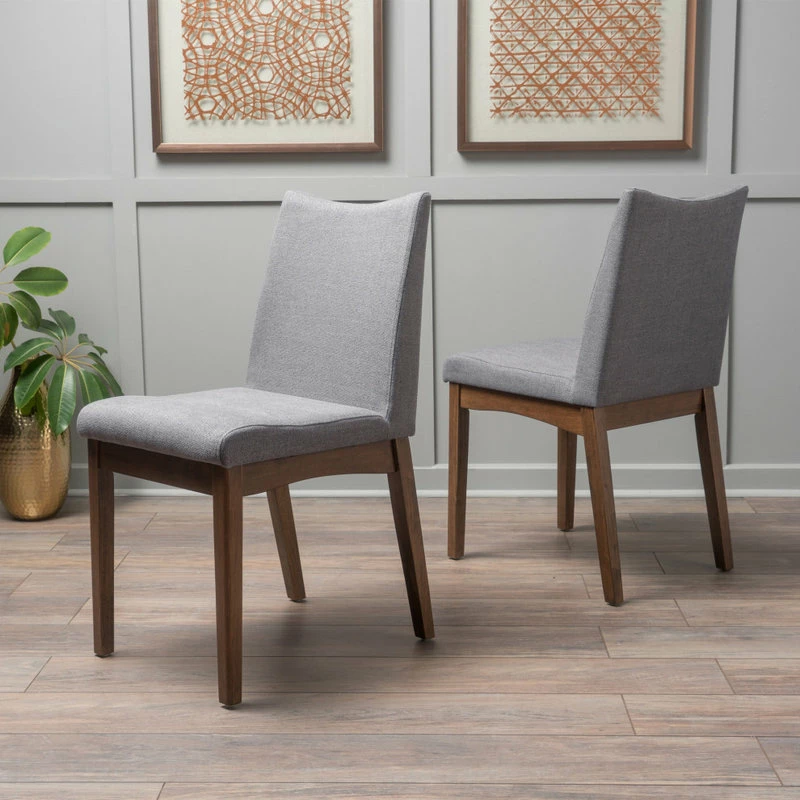 Best Pirce 🔥 GDFStudio GDF Studio Gertrude Fabric & Wood Finish Dining Chairs, Set Of 2, Dark Gray/Waln 😍 2 Best Pirce 🔥 GDFStudio GDF Studio Gertrude Fabric & Wood Finish Dining Chairs, Set Of 2, Dark Gray/Waln 😍 - Image 2