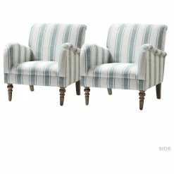Best reviews of 🔔 Karat Home Stripe Armchair Set Of 2, Blue ✨