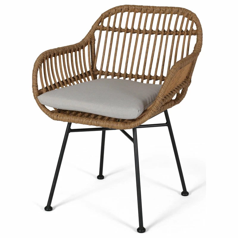 Outlet 🤩 GDFStudio Rodney Indoor Woven Faux Rattan Chairs With Cushions, Set Of 2, Light Brown, Bei 🛒 6 Outlet 🤩 GDFStudio Rodney Indoor Woven Faux Rattan Chairs With Cushions, Set Of 2, Light Brown, Bei 🛒 - Image 6