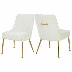Buy โญ MOD The Cue Dining Chair, Cream And Gold, Pleated Velvet, Set Of 2 ๐