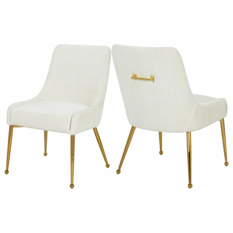 Buy ⭐ MOD The Cue Dining Chair, Cream And Gold, Pleated Velvet, Set Of 2 👏 1 Buy ⭐ MOD The Cue Dining Chair, Cream And Gold, Pleated Velvet, Set Of 2 👏