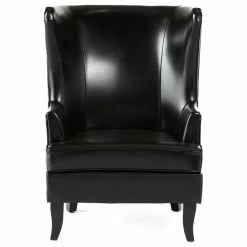 Best Sale ๐ GDFStudio GDF Studio Jameson Tall Wingback Leather Club Chair, Black ๐