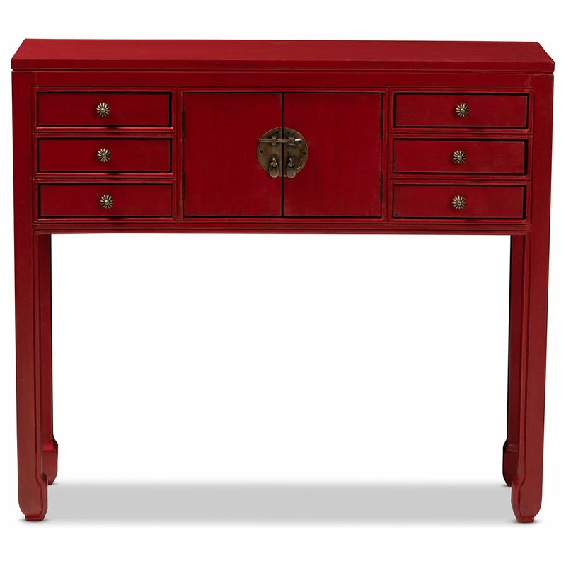 Best Pirce ๐ Baxton Studio Melodie Red Wood Bronze Accents 6-Drawer Console Table ๐ฅฐ 4 Best Pirce ๐ Baxton Studio Melodie Red Wood Bronze Accents 6-Drawer Console Table ๐ฅฐ - Image 4