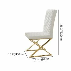 Best Sale ✨ HOMARY Modern Upholstered White PU Leather Dining Chair Set Of 2 Stainless Steel Gold ⌛ -Living Room Furniture Shop 9d2160b50396e309 3136 w800 h800 b1 p0