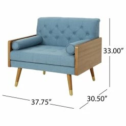 Brand new ⭐ GDFStudio GDF Studio Greta Mid Century Modern Fabric Club Chair, Blue/Dark Walnut 🔥 -Living Room Furniture Shop 9f014ae101e1292f 8237 w800 h800 b1 p0