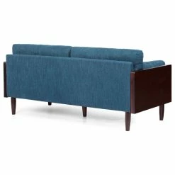 Coupon 🎉 GDFStudio Bagan Mid-Century Modern Upholstered 3 Seater Sofa, Navy Blue + Dark Walnut ⌛ -Living Room Furniture Shop 9f21709b006ff399 8383 w800 h800 b1 p0