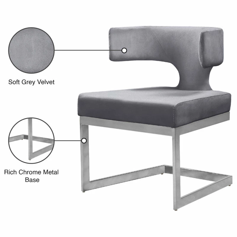 Promo 😀 MOD The Eve Dining Chair, Gray And Chrome, Velvet And Metal 🔥 7 Promo 😀 MOD The Eve Dining Chair, Gray And Chrome, Velvet And Metal 🔥 - Image 7