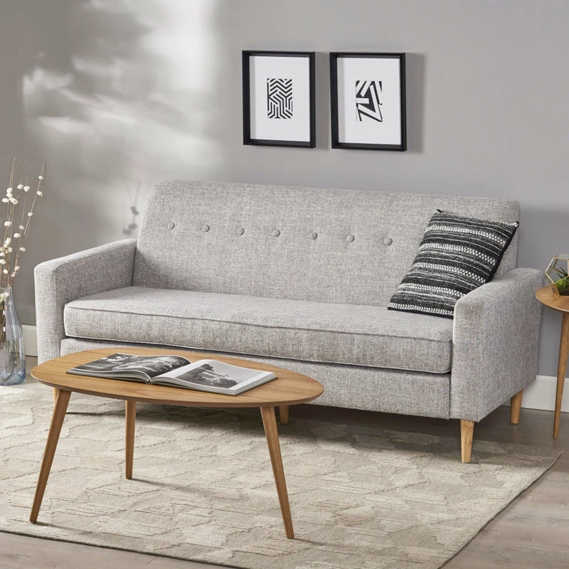Brand new 🤩 GDFStudio GDF Studio Stratford Mid Century Modern Fabric 3-Seat Sofa, Light Gray Tweed 👏 2 Brand new 🤩 GDFStudio GDF Studio Stratford Mid Century Modern Fabric 3-Seat Sofa, Light Gray Tweed 👏 - Image 2