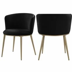 Best Pirce ๐ MOD The Almar Dining Chair, Black And Brushed Gold, Velvet And Iron, Set Of 2 โ๏ธ