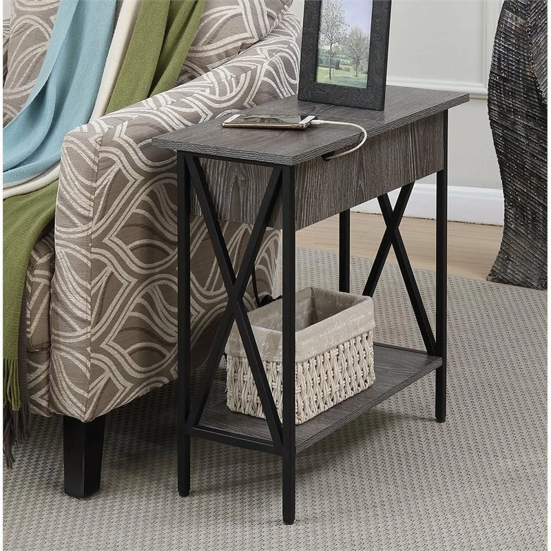 Brand new ๐ฅ Convenience Concepts Tucson Electric Flip-Top End Table In Weathered Gray Wood โญ 2 Brand new ๐ฅ Convenience Concepts Tucson Electric Flip-Top End Table In Weathered Gray Wood โญ - Image 2