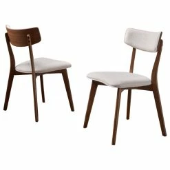 New ๐ GDFStudio GDF Studio Caleb Mid-Century Walnut Finished Frame Dining Chairs, Set Of 2, Light Beige ๐ฏ