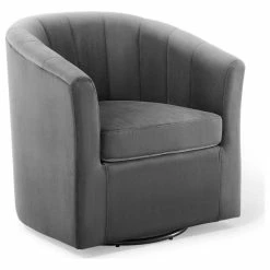 Best Pirce 🎉 LexMod Prospect Performance Velvet Swivel Armchair, Charcoal 👏