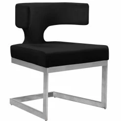 Promo ๐ฅฐ MOD The Eve Dining Chair, Black And Chrome, Velvet And Metal ๐