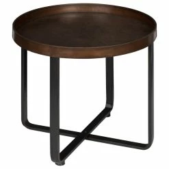 Coupon 😀 Uniek Kate And Laurel Zabel Round Metal End Table, Bronze And Black 😍