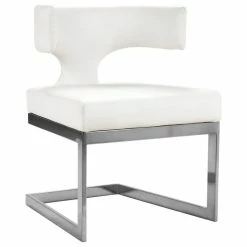 Coupon 🤩 MOD The Eve Dining Chair, White And Chrome, Faux Leather And Metal 😀