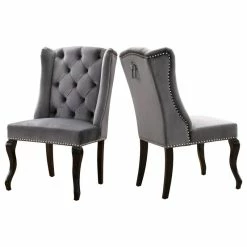 Brand new ⌛ MOD The Florence Dining Chair, Gray, Velvet, Set Of 2 👏