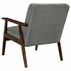 Coupon 👏 HomeFare Wood Frame Mid-Century Modern Accent Chair, Gray 💯 -Living Room Furniture Shop adf1af5401e5a5c7 1255 w800 h800 b1 p0 1 1