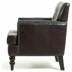 Brand new 🛒 GDFStudio GDF Studio Medford Club Chair, Nailhead Trim, Brown, Faux Leather 💯 -Living Room Furniture Shop af417718039ab9cc 0629 w800 h800 b1 p0