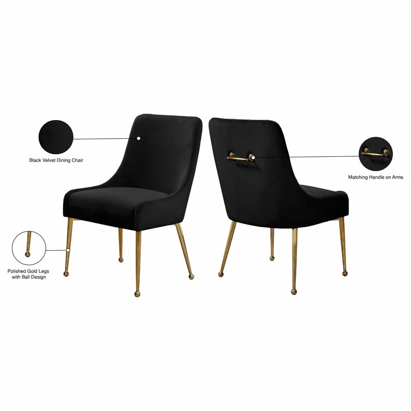 Cheap 𧨠MOD The Cue Dining Chair, Black And Gold, Velvet, Set Of 2 β 5 Cheap 𧨠MOD The Cue Dining Chair, Black And Gold, Velvet, Set Of 2 β - Image 5
