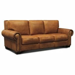 Coupon ✨ Hello Sofa Home Valencia 100% Top Grain Hand Antiqued Leather Traditional Sofa, Tan 💯