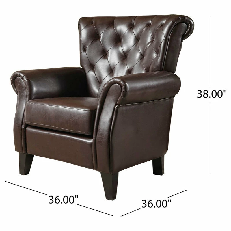 Deals ⭐ GDFStudio Solvang Contemporary Oversized Tufted Leather Club Chair, Hazelnut Brown 🛒 7 Deals ⭐ GDFStudio Solvang Contemporary Oversized Tufted Leather Club Chair, Hazelnut Brown 🛒 - Image 7