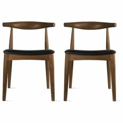 Wholesale 🎉 Homedotdot Set Of 2 Elbow Farmhouse Wooden Dining Chairs With PU Leather Seat, Espresso 🛒