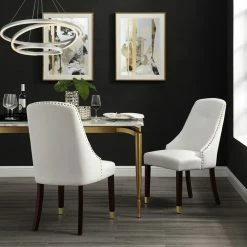 Coupon ✨ MOD The Grand Dining Chair, Set Of 2, White Leather Pu/Goldtone 💯 -Living Room Furniture Shop b78199120e9f6948 2193 w800 h800 b0 p0
