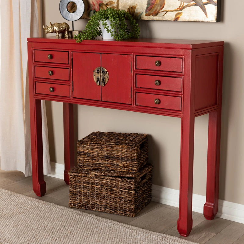 Best Pirce ๐ Baxton Studio Melodie Red Wood Bronze Accents 6-Drawer Console Table ๐ฅฐ 6 Best Pirce ๐ Baxton Studio Melodie Red Wood Bronze Accents 6-Drawer Console Table ๐ฅฐ - Image 6