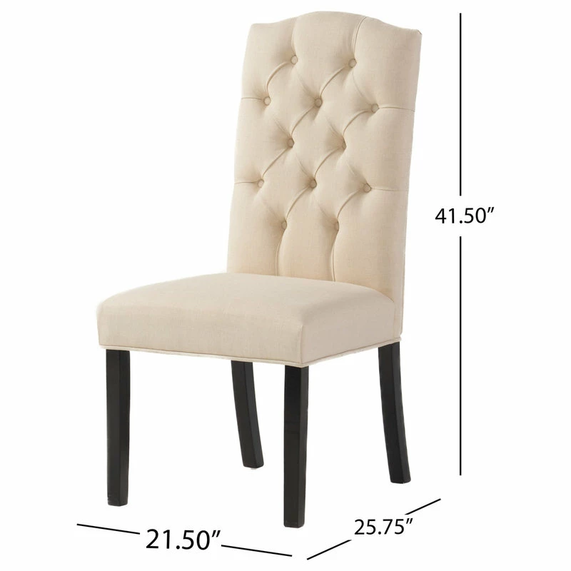 Best Pirce 🤩 GDFStudio GDF Studio Clark Indoor Tufted Fabric Dining Chairs, Set Of 2, Natural Linen 🎉 3 Best Pirce 🤩 GDFStudio GDF Studio Clark Indoor Tufted Fabric Dining Chairs, Set Of 2, Natural Linen 🎉 - Image 3