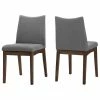 Best Pirce 🔥 GDFStudio GDF Studio Gertrude Fabric & Wood Finish Dining Chairs, Set Of 2, Dark Gray/Waln 😍