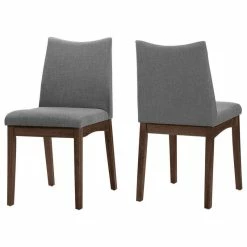 Best Pirce 🔥 GDFStudio GDF Studio Gertrude Fabric & Wood Finish Dining Chairs, Set Of 2, Dark Gray/Waln 😍