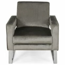 Cheapest 🎉 GDFStudio Kerman Modern Glam Velvet Club Chair, Gray/Silver ⭐ -Living Room Furniture Shop c1c16a430f906bba 8681 w800 h800 b1 p0