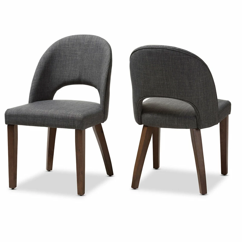 New ⌛ Baxton Studio Wesley Walnut Finished Wood Dining Chair, Set Of 2, Dark Gray ⌛ 1 New ⌛ Baxton Studio Wesley Walnut Finished Wood Dining Chair, Set Of 2, Dark Gray ⌛