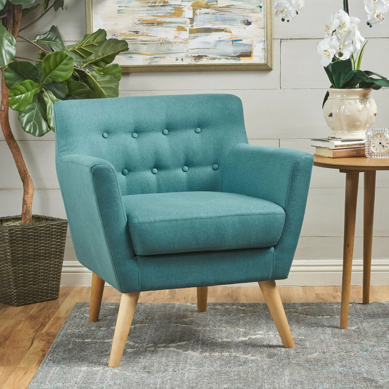 Best Sale ✔️ GDFStudio GDF Studio Madeira Buttoned Mid Century Modern Dark Teal Fabric Club Chair, Dark 🎉 2 Best Sale ✔️ GDFStudio GDF Studio Madeira Buttoned Mid Century Modern Dark Teal Fabric Club Chair, Dark 🎉 - Image 2