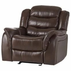 Discount 😍 GDFStudio GDF Studio Merit Brown Pu Leather Glider Recliner Club Chair 🛒