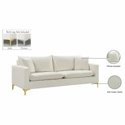 Top 10 🎁 Meridian Furniture Naomi Velvet Sofa, Gold And Chrome Leg Set, Cream ⌛ -Living Room Furniture Shop c80191be02740eed 6417 w800 h800 b1 p0