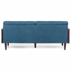 Coupon 🎉 GDFStudio Bagan Mid-Century Modern Upholstered 3 Seater Sofa, Navy Blue + Dark Walnut ⌛ -Living Room Furniture Shop cd11911c006ff392 8383 w800 h800 b1 p0