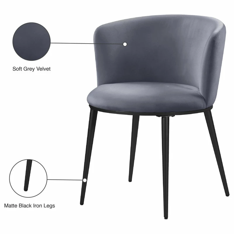 New ❤️ MOD The Almar Dining Chair, Gray And Matte Black, Velvet And Iron, Set Of 2 🔥 8 New ❤️ MOD The Almar Dining Chair, Gray And Matte Black, Velvet And Iron, Set Of 2 🔥 - Image 8
