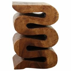 Deals 🌟 Kammika Import Export Co., Ltd (Thailand) Haussmann® Wood Wave Verve Accent Snake Table 12x14x20 In H Walnut Oil 😀 -Living Room Furniture Shop cf41ecb70e8c4c22 5801 w800 h800 b1 p0