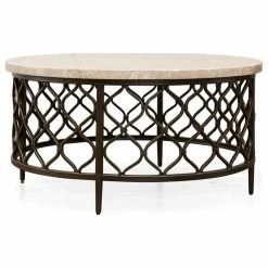 Best reviews of 🔥 Steve Silver Roland Round White Stone Top With Bronze Metal Base Coffee Table 🌟