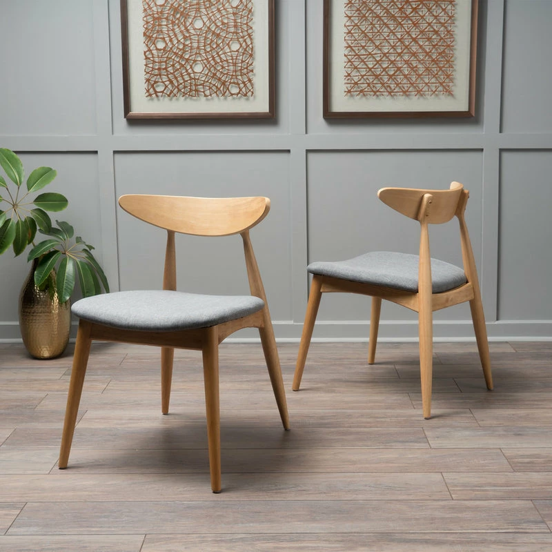 Discount 😍 GDFStudio GDF Studio Issaic Mid Century Design Wood Dining Chairs, Set Of 2, Gray/Oak 😉 2 Discount 😍 GDFStudio GDF Studio Issaic Mid Century Design Wood Dining Chairs, Set Of 2, Gray/Oak 😉 - Image 2