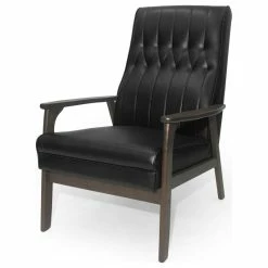 Best Sale 👍 GDFStudio Xanthe Accent Chair, Matte Black And Walnut 🌟