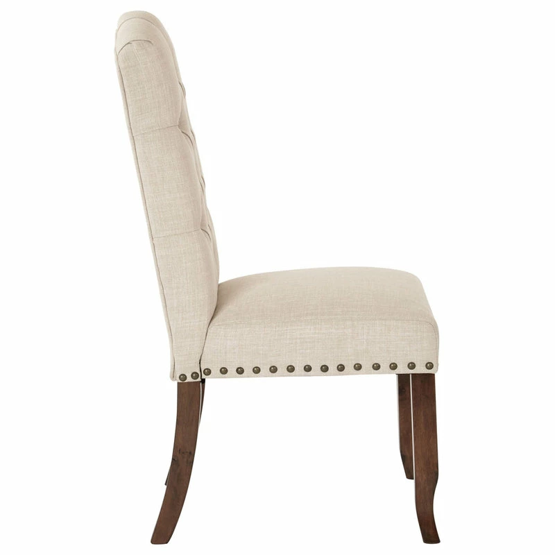 Hot Sale 🎁 Office Star Products Jessica Tufted Dining Chair, Linen Fabric With Bronze Nailheads And Coffee Legs ✨ 3 Hot Sale 🎁 Office Star Products Jessica Tufted Dining Chair, Linen Fabric With Bronze Nailheads And Coffee Legs ✨ - Image 3