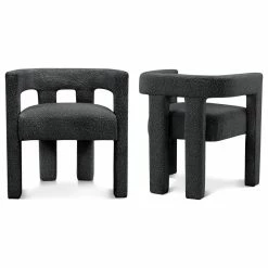 Cheap 🔔 MOD The Camille Dining Chair, Bouclé Fabric, Black ✔️