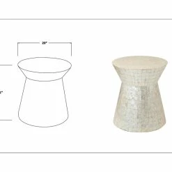 Promo 🤩 East At Main's Rossville Off-White Wood And Capiz Round Accent Table 🥰 -Living Room Furniture Shop d5f153970863f21c 9666 w800 h800 b0 p0