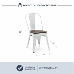 Hot Sale ✔️ BELLEZE Wood Seat Metal Dining Chairs, Set Of 4, White 🤩 -Living Room Furniture Shop d7a1d756020f38d3 9916 w800 h800 b0 p0