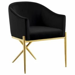 Best Pirce 🔥 MOD The Parker Dining Chair, Velvet, Black, Gold Legs ✔️