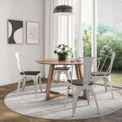 Hot Sale ✔️ BELLEZE Wood Seat Metal Dining Chairs, Set Of 4, White 🤩 -Living Room Furniture Shop da51ba4c020f38d2 9916 w800 h800 b0 p0